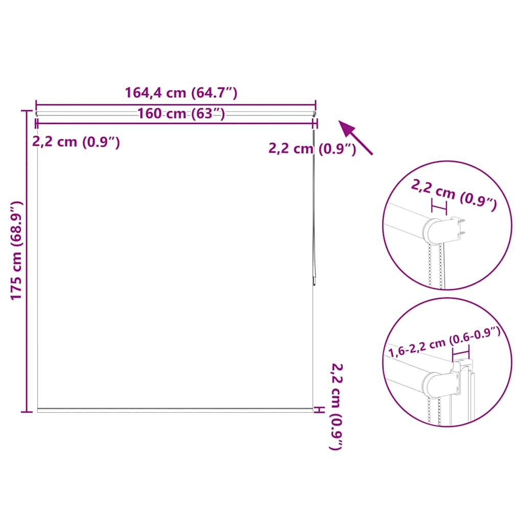 Verdunkelungsrollo 164,4 x 175 cm, Stoffbreite 160 cm, Beige