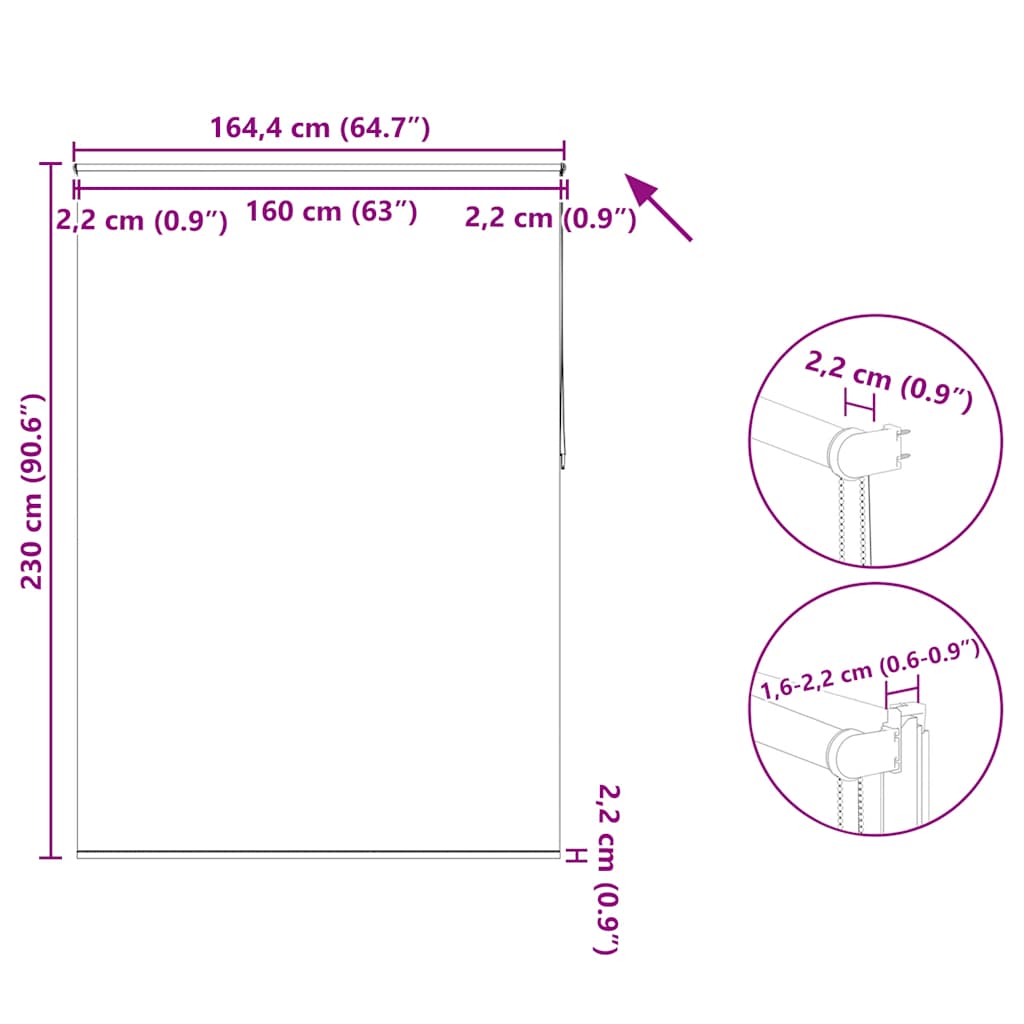 Verdunkelungsrollo 164,4 x 230 cm, Stoffbreite 160 cm, Weiß