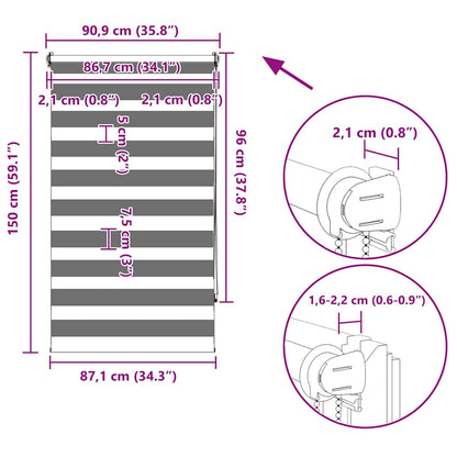 Zebra-Rollo 90,9 x 150 cm, Stoffbreite 86,7 cm, Kaffeebraun