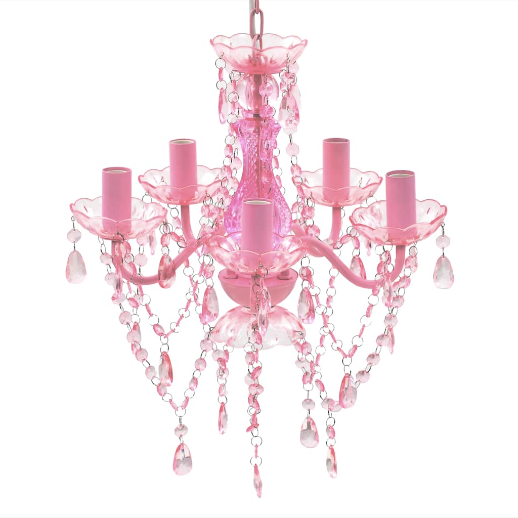Lustre 5 ampoules rose