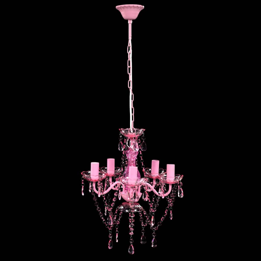 Lustre 5 ampoules rose