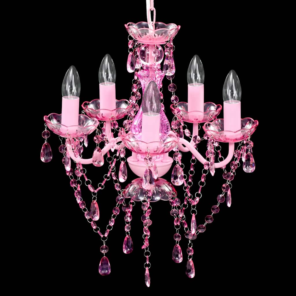 Lustre 5 ampoules rose