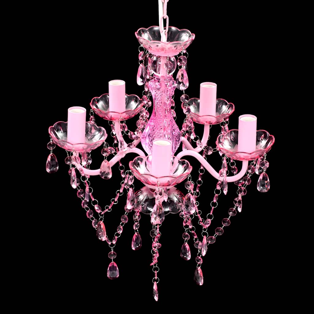 Lustre 5 ampoules rose