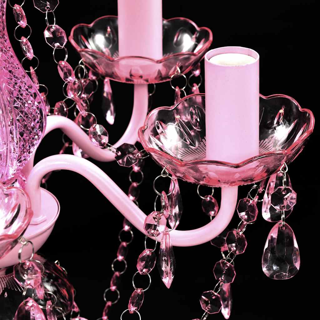 Lustre 5 ampoules rose