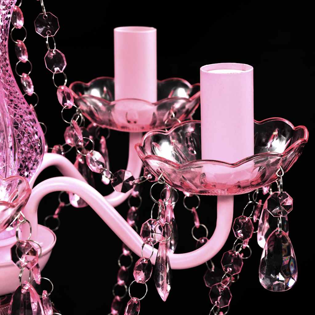 Lustre 5 ampoules rose