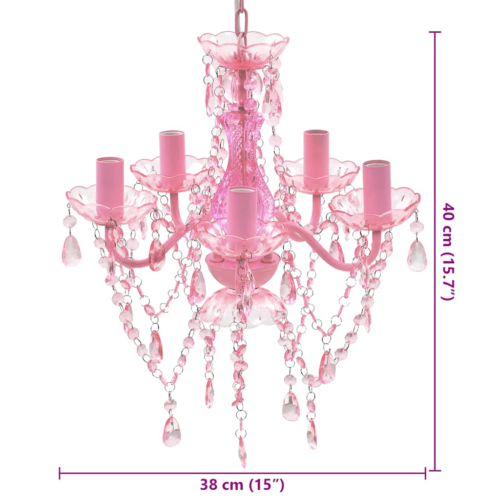 Lustre 5 ampoules rose