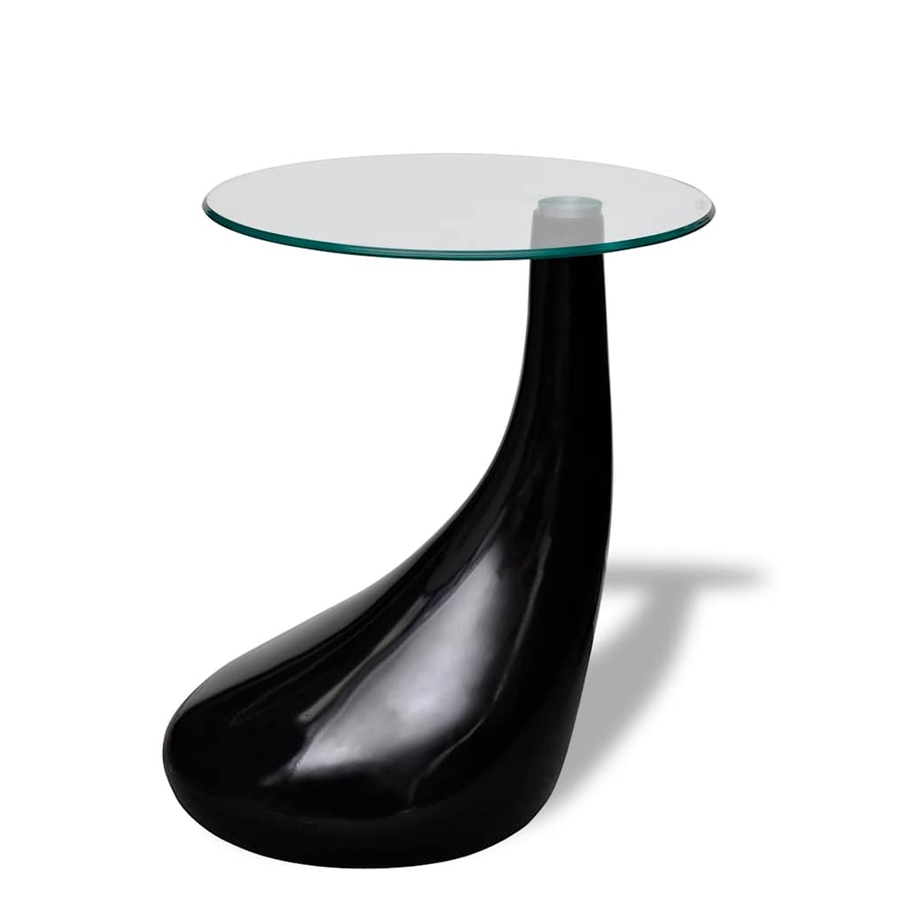 Couchtisch mit Runder Glasplatte Hochglanz Schwarz
