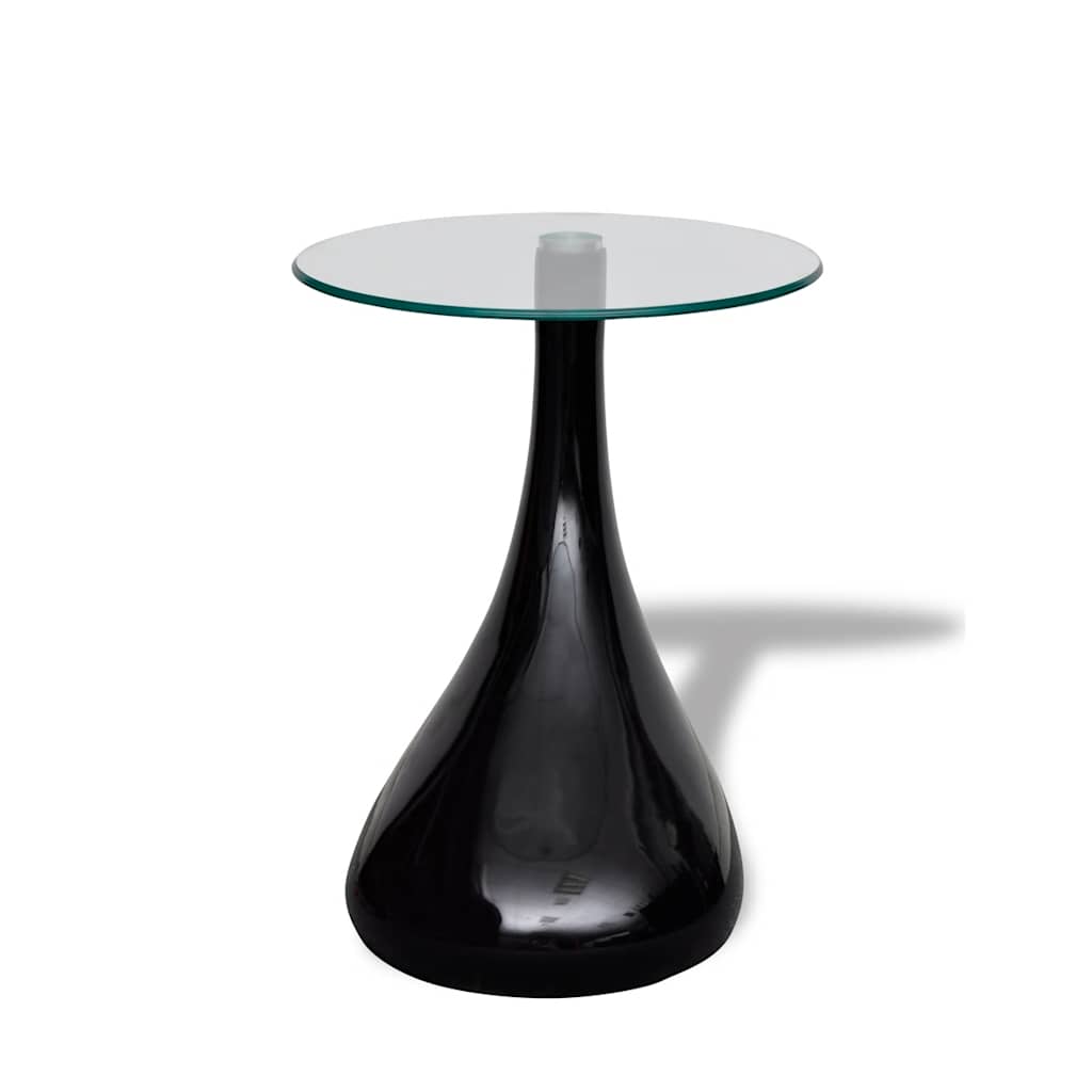 Couchtisch mit Runder Glasplatte Hochglanz Schwarz