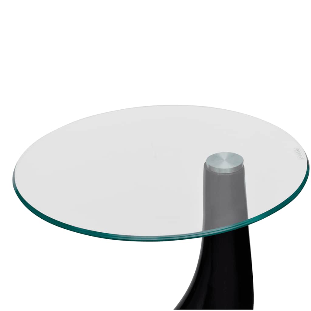 Couchtisch mit Runder Glasplatte Hochglanz Schwarz