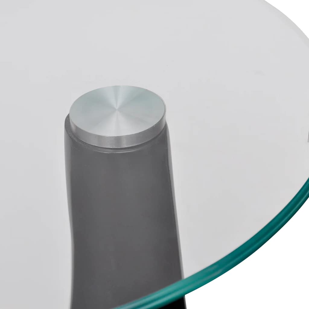 Couchtisch mit Runder Glasplatte Hochglanz Schwarz