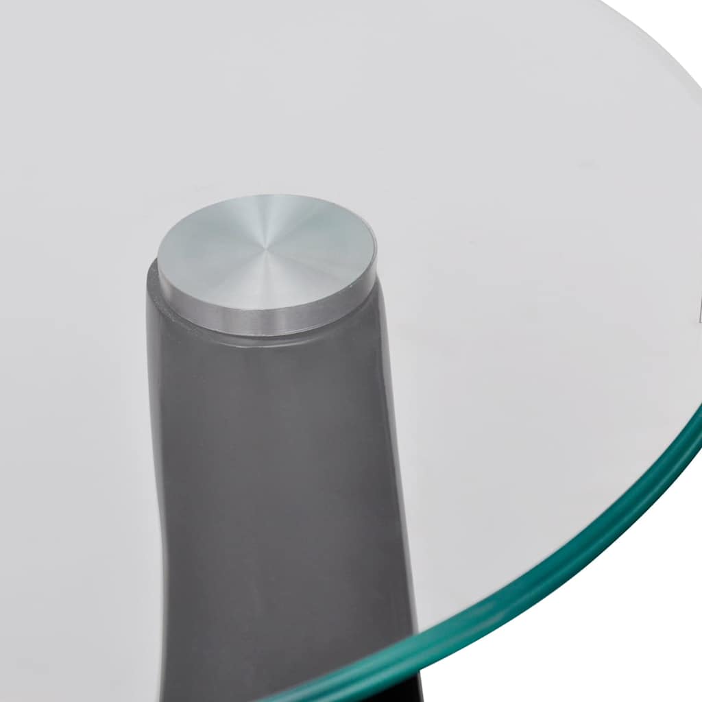 Couchtisch mit Runder Glasplatte Hochglanz Schwarz