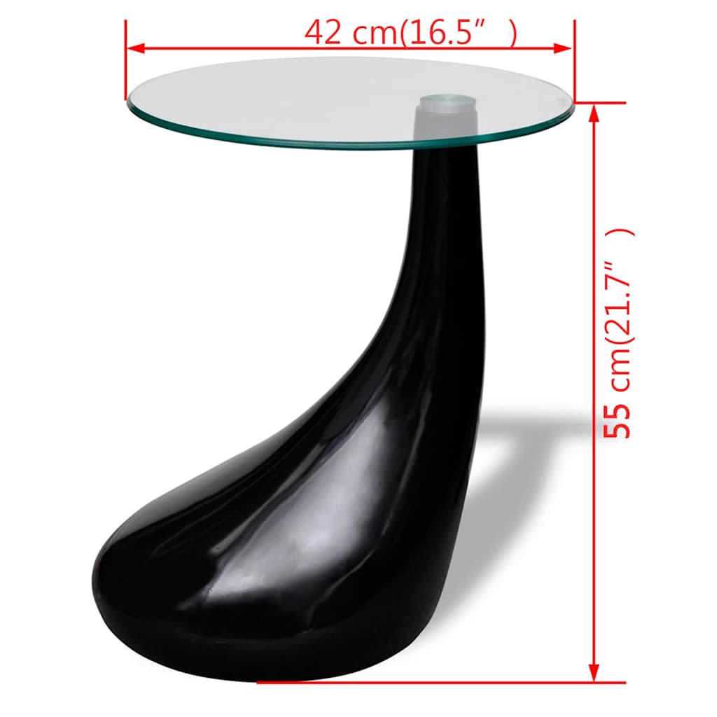 Couchtisch mit Runder Glasplatte Hochglanz Schwarz