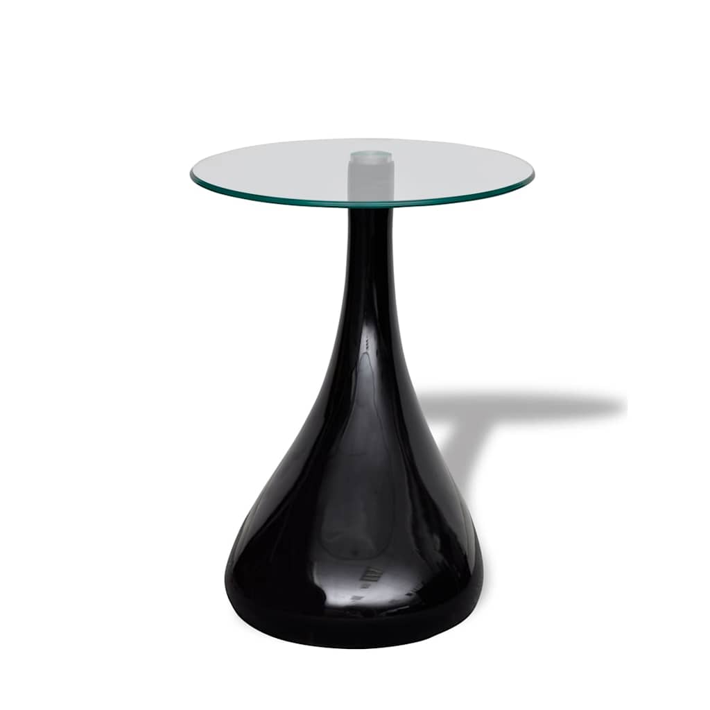 Coffee tables 2 pcs. with round glass top high gloss black