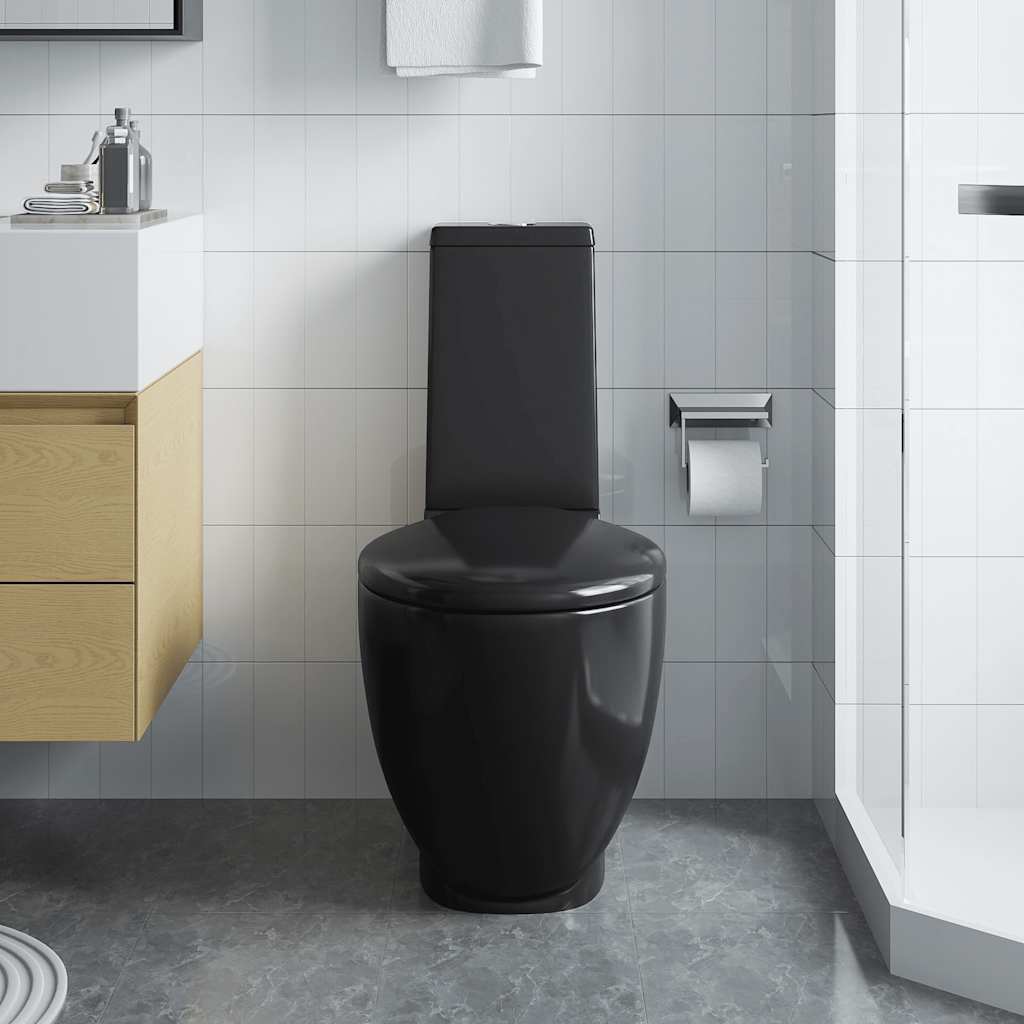 Keramik-Toilette Abgang Horizontal Schwarz