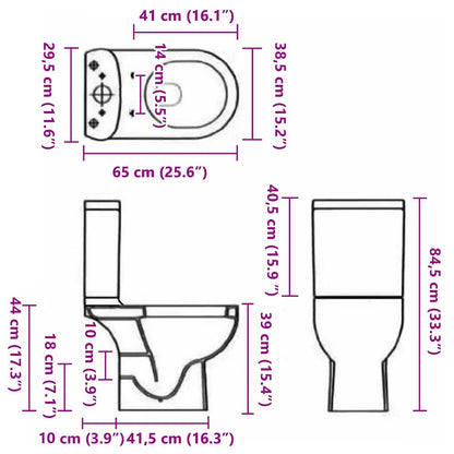 Keramik-Toilette Abgang Horizontal Schwarz