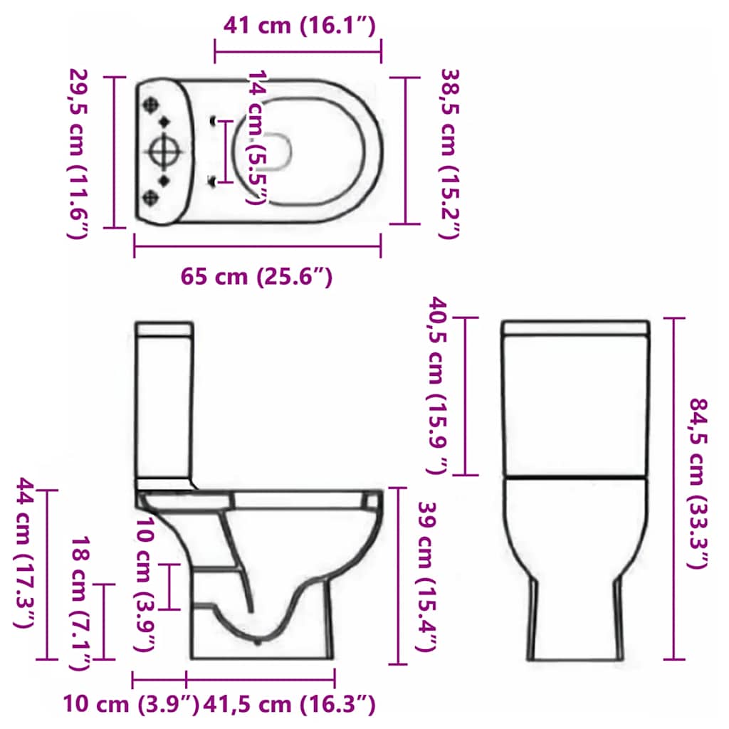 Keramik-Toilette Abgang Horizontal Weiß