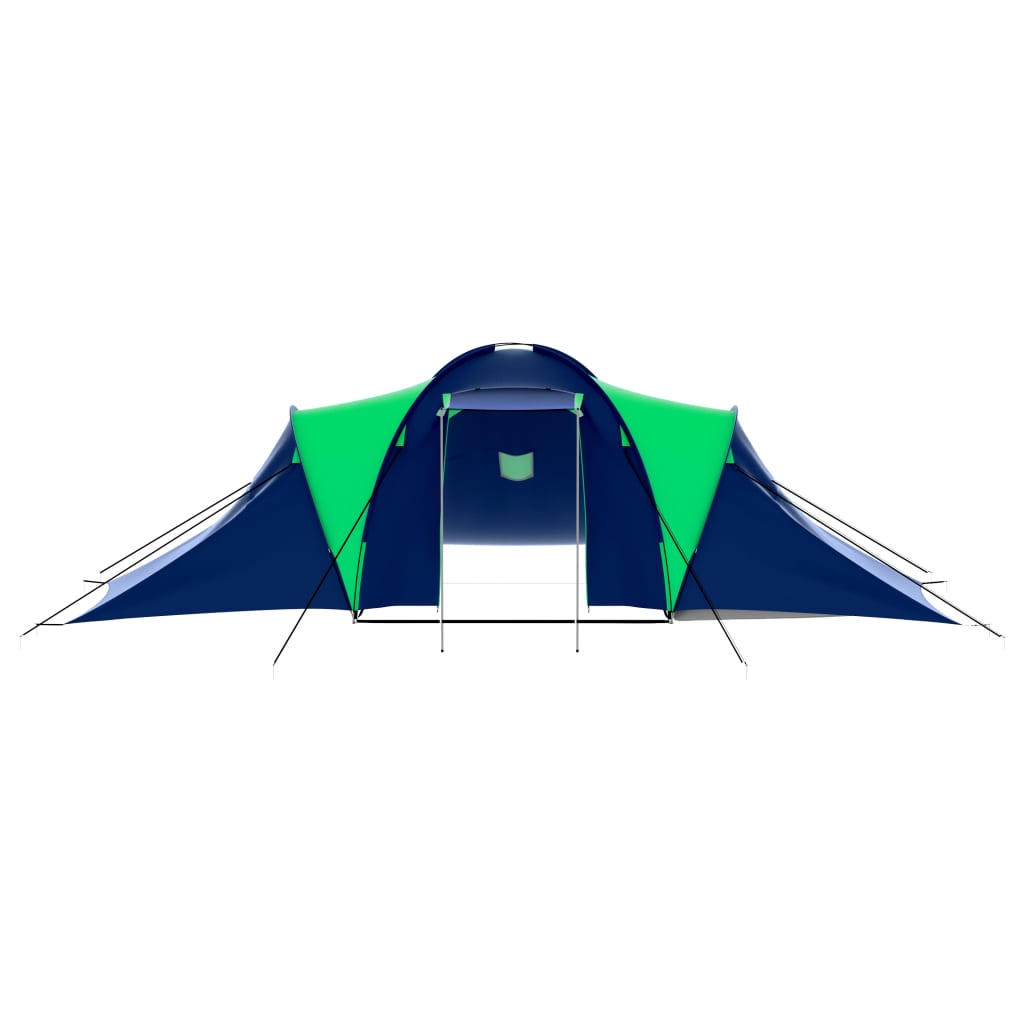 Tente de camping 9 personnes en tissu bleu/vert