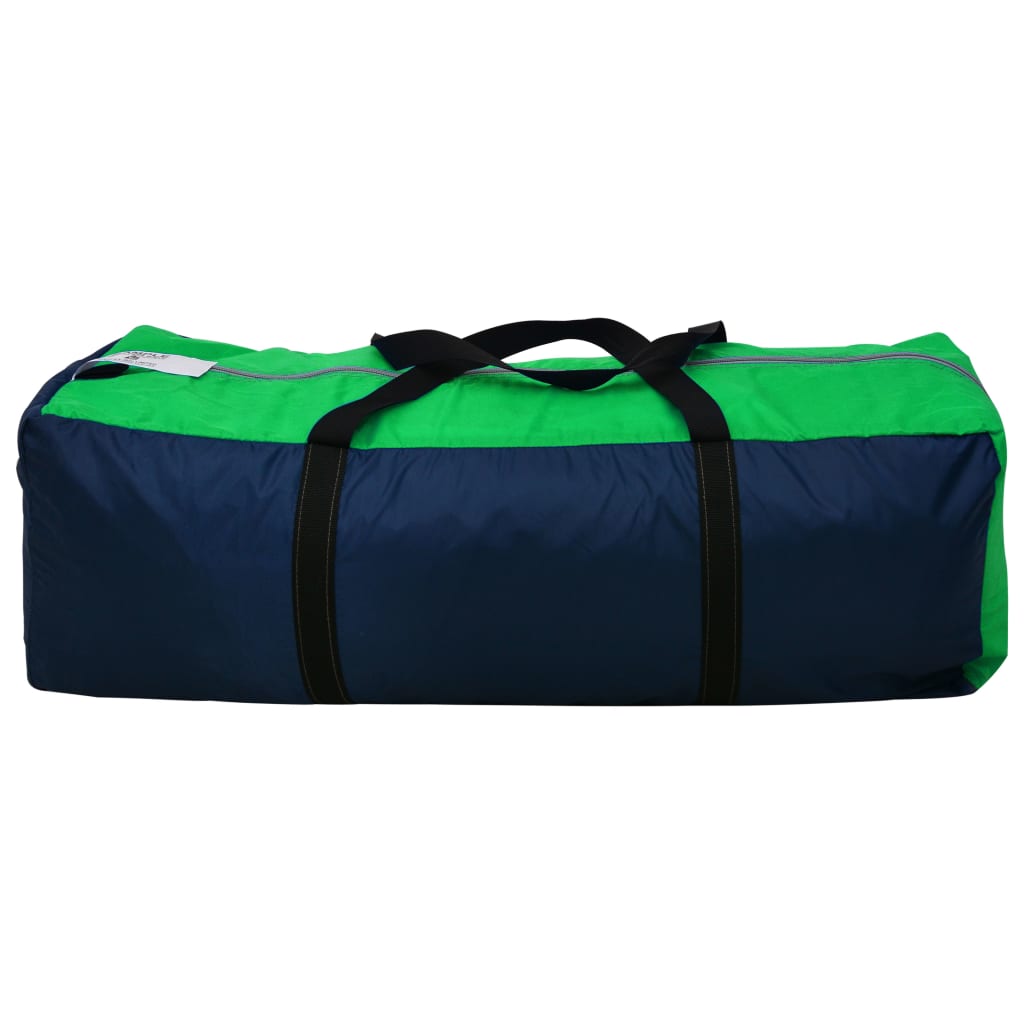 Tente de camping 9 personnes en tissu bleu/vert