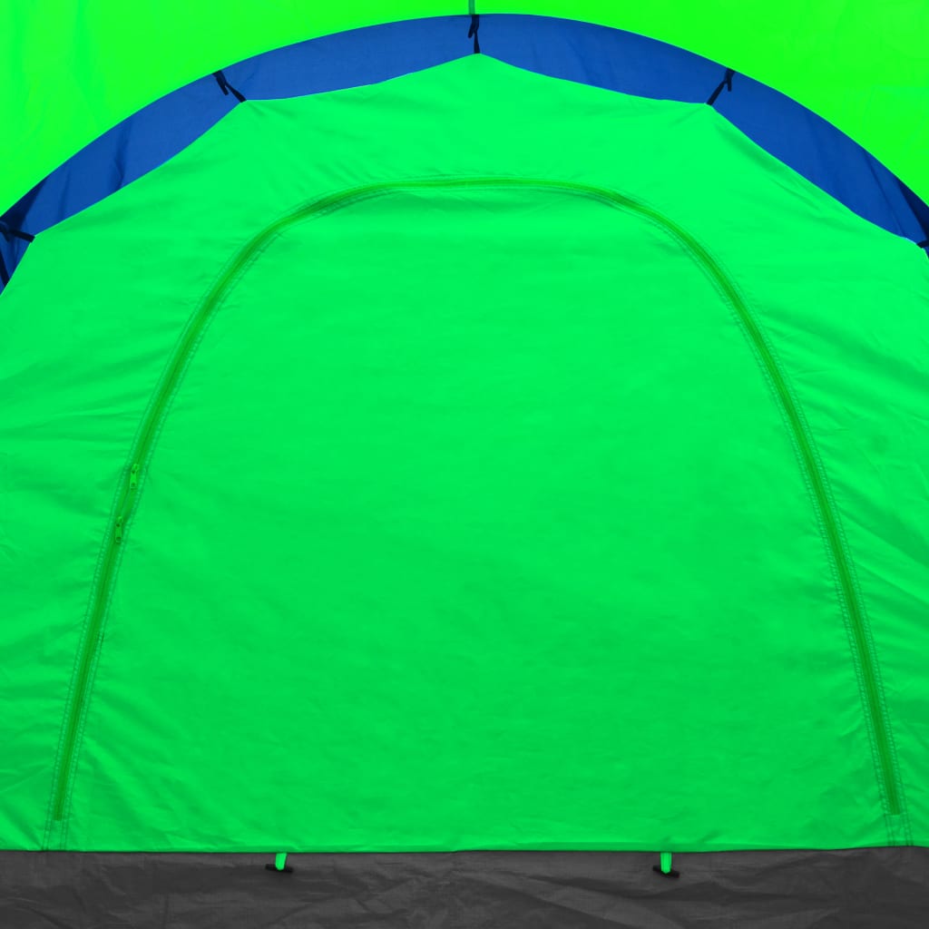 Tente de camping 9 personnes en tissu bleu/vert