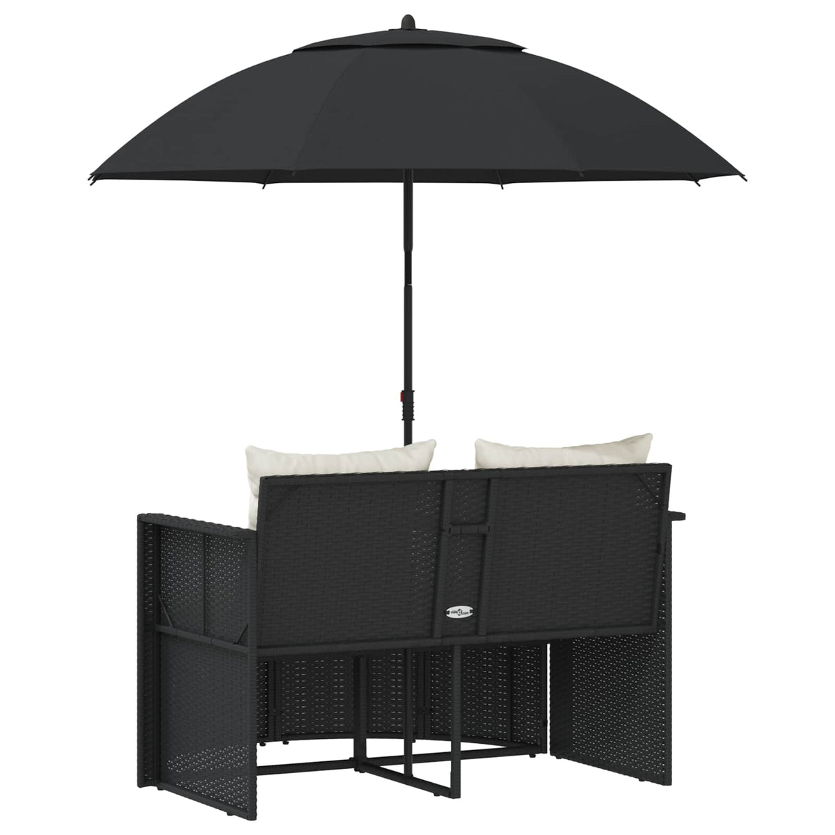 Gartenbett mit Sonnenschirm Braun Poly Rattan
