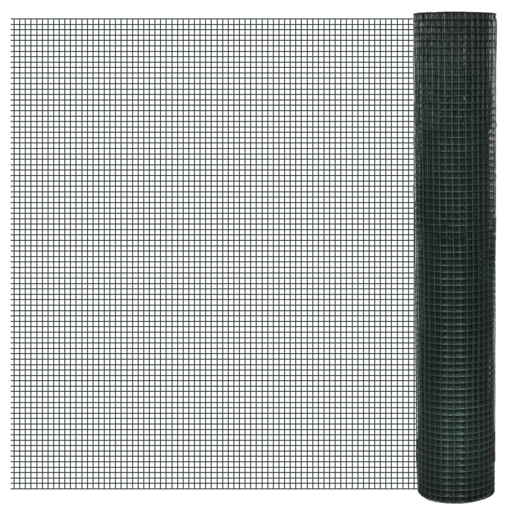 Drahtzaun für Hühner Verzinkter Stahl 1x25 m Grün