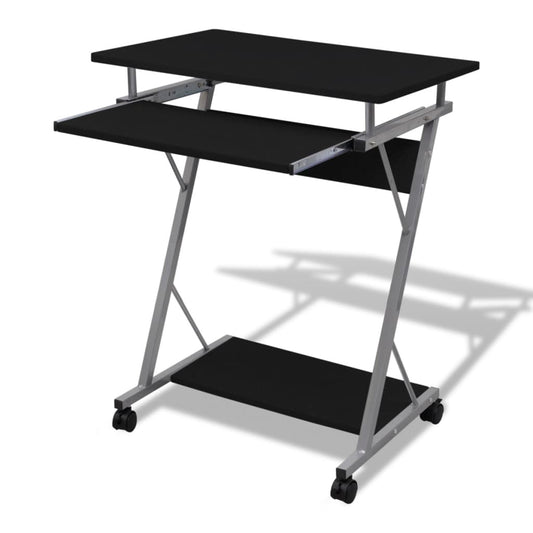 Table d'ordinateur, chariot d'ordinateur, table de bureau, table pour ordinateur portable, roues noires