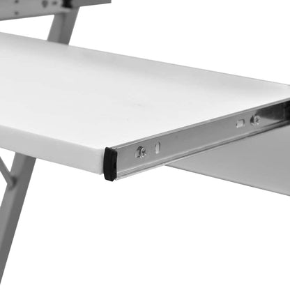 Kompakter Computertisch mit Tastaturablage Weiß