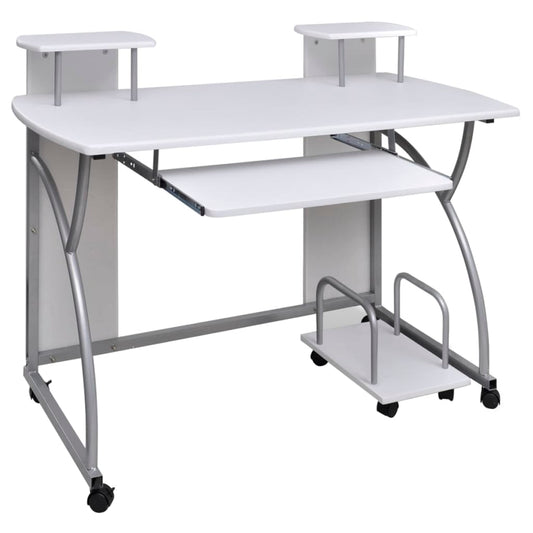 Computertisch PC Tisch Mobiler Computerwagen Bürotisch Laptop weiß