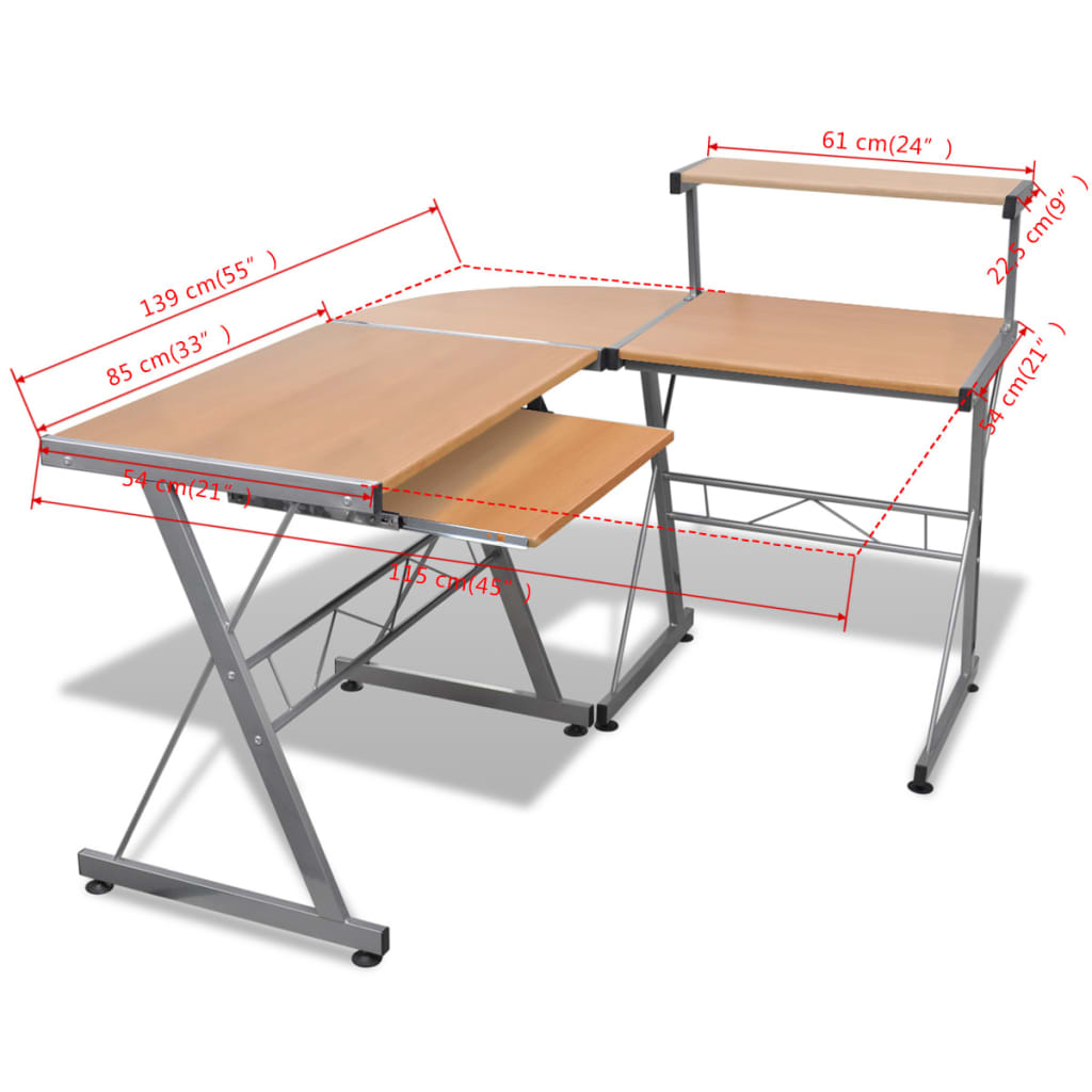 Computertisch Schreibtisch Arbeitstisch Ecktisch PC Tisch BÜRO braun