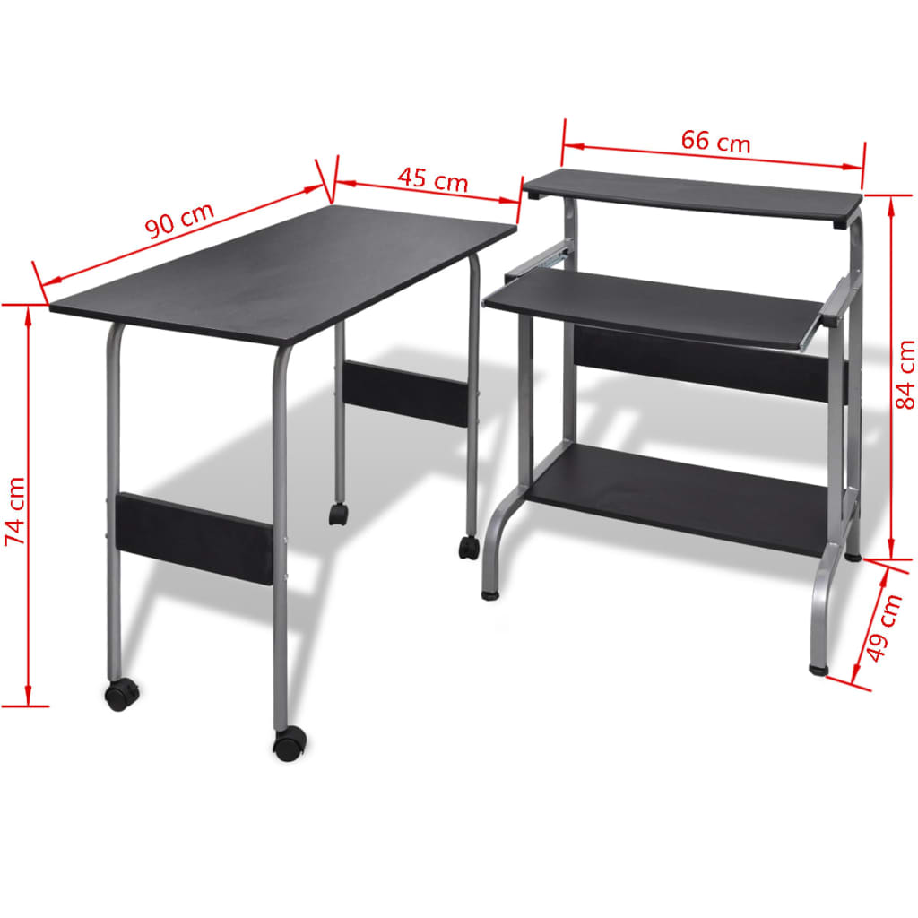 Computertisch Schreibtisch Computerwagen PC Tisch Bürotisch schwarz