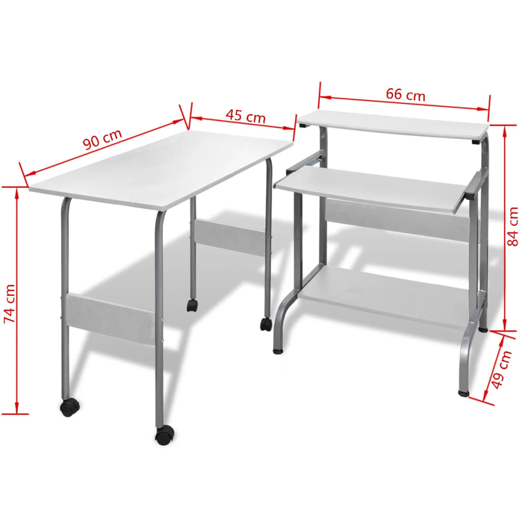 Computertisch Schreibtisch Computerwagen PC Tisch Bürotisch weiß