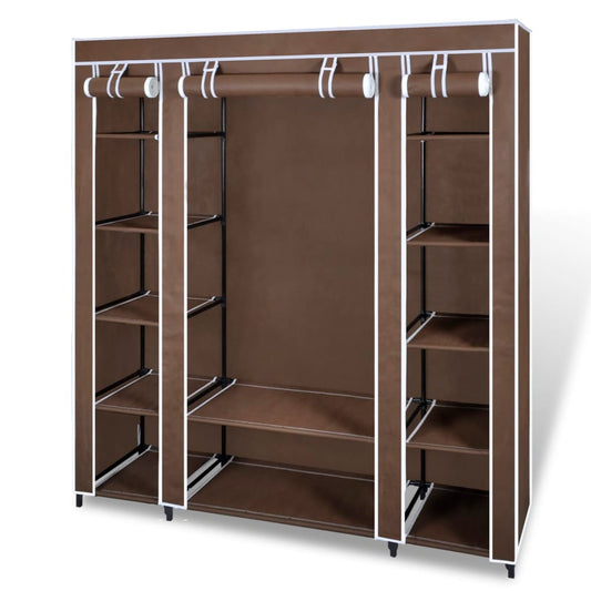Stoffschrank mit Fächern und Stangen 45×150×176 cm Braun