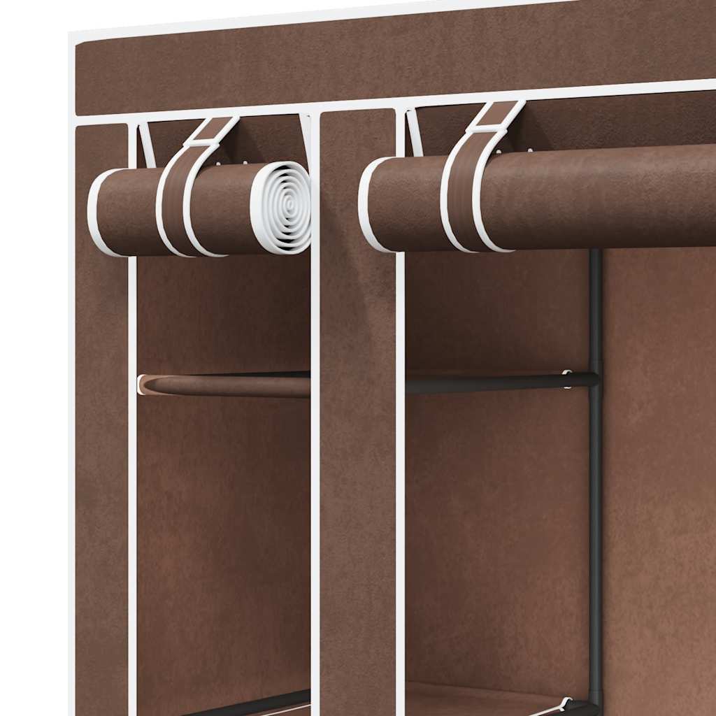 Stoffschrank mit Fächern und Stangen 45×150×176 cm Braun