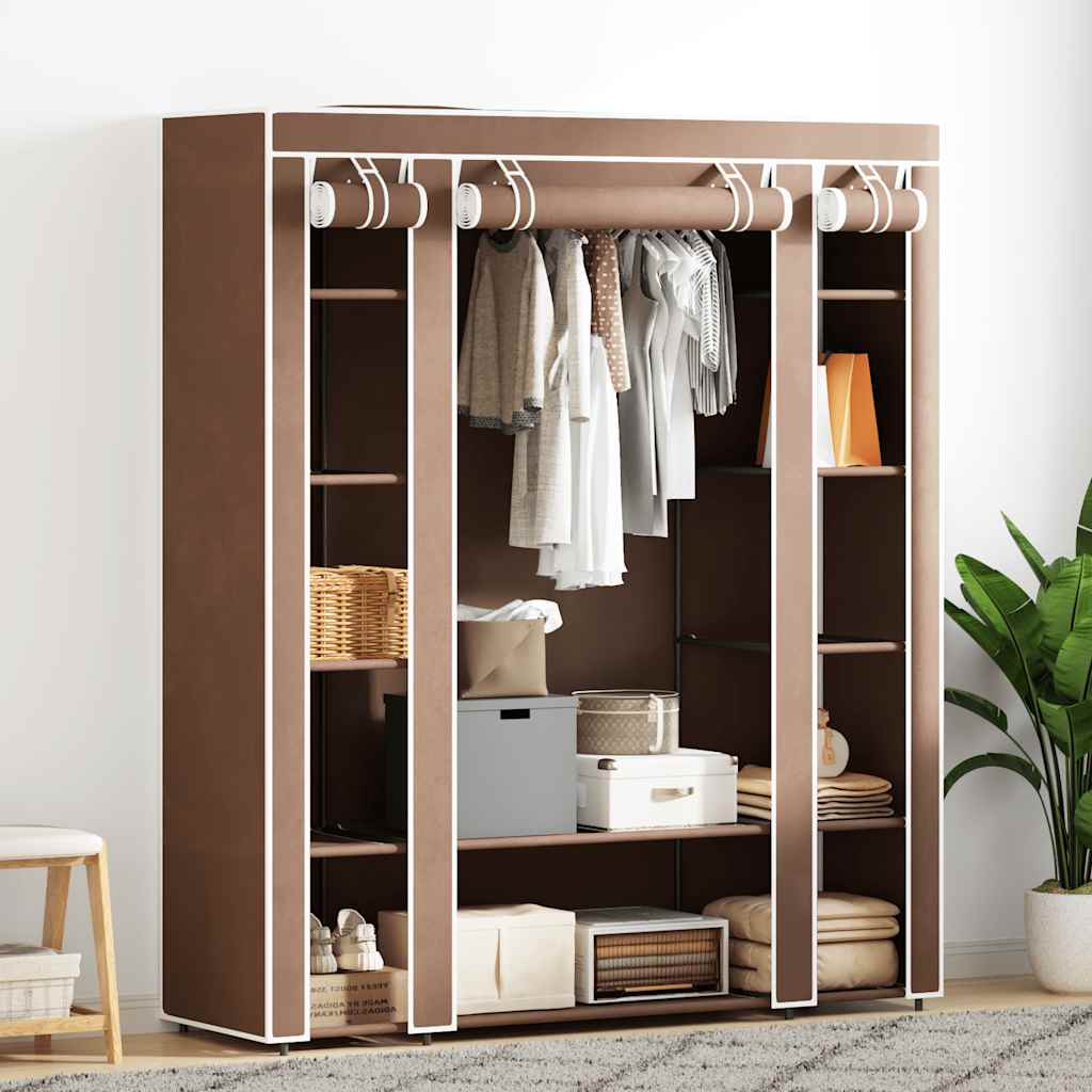 Stoffschrank mit Fächern und Stangen 45×150×176 cm Braun