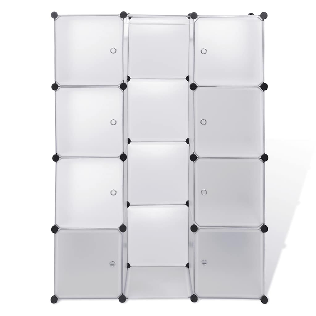 Modularer Schrank mit 9 Fächern 109x36,5x143 cm Weiß