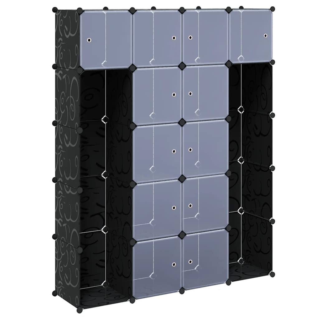 Modularer Schrank mit 14 Fächern schwarz/weiß 37x146x180,5cm
