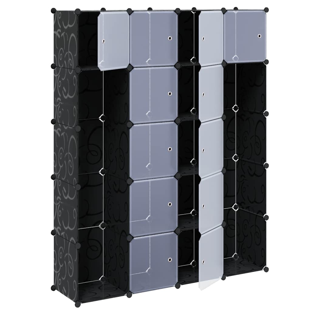 Modularer Schrank mit 14 Fächern schwarz/weiß 37x146x180,5cm