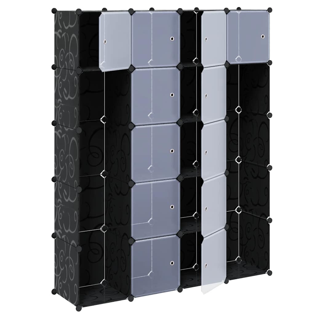 Modularer Schrank mit 14 Fächern schwarz/weiß 37x146x180,5cm
