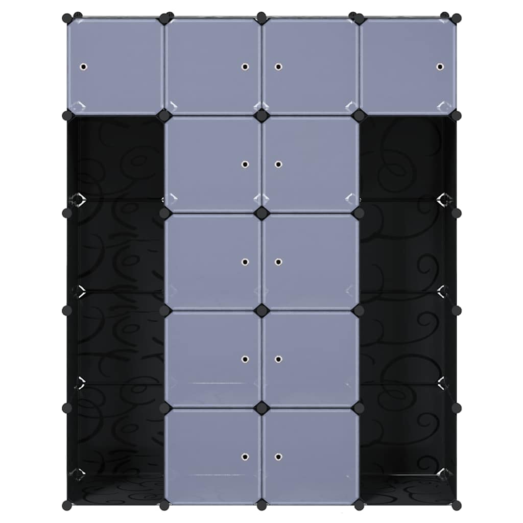 Modularer Schrank mit 14 Fächern schwarz/weiß 37x146x180,5cm