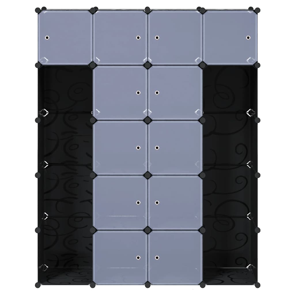 Modularer Schrank mit 14 Fächern schwarz/weiß 37x146x180,5cm