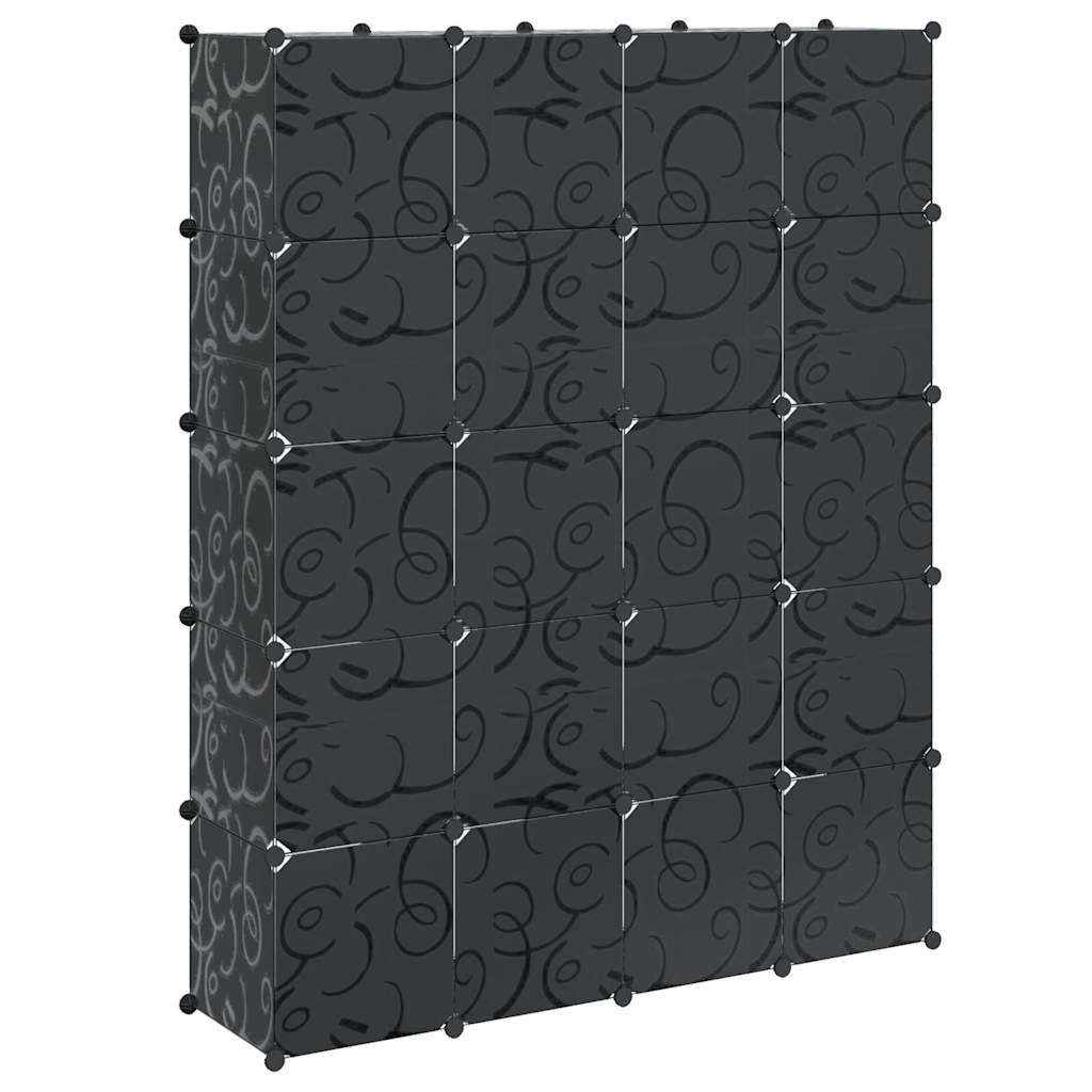 Modularer Schrank mit 14 Fächern schwarz/weiß 37x146x180,5cm