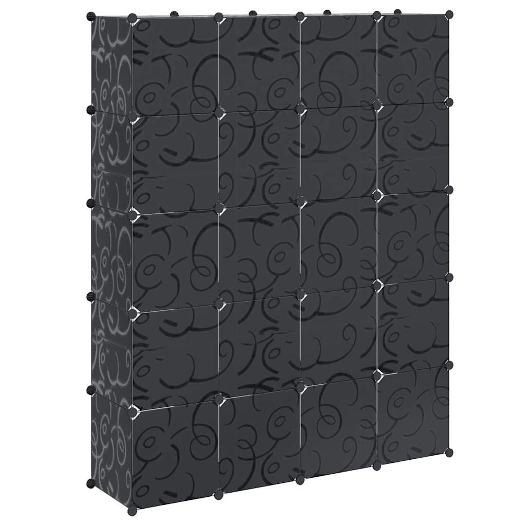 Modularer Schrank mit 14 Fächern schwarz/weiß 37x146x180,5cm
