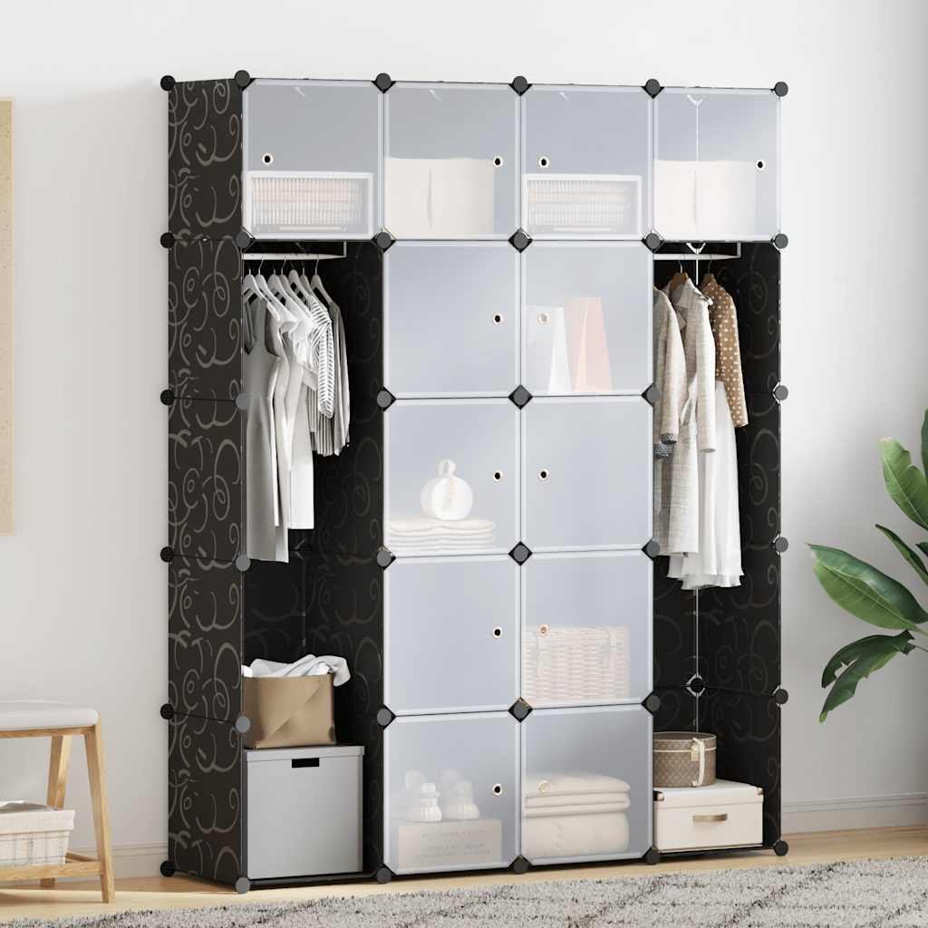 Modularer Schrank mit 14 Fächern schwarz/weiß 37x146x180,5cm