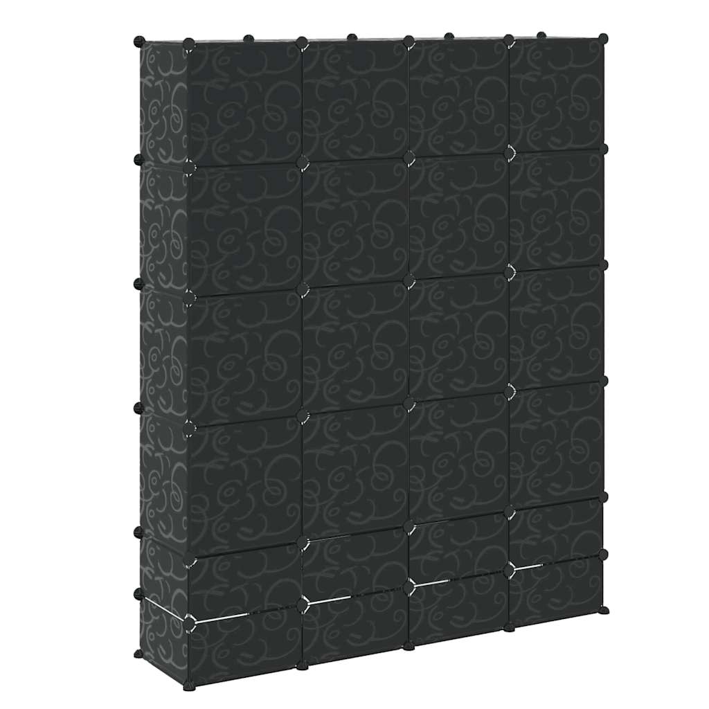 Modularer Schrank mit 18 Fächern schwarz/weiß 37x146x180,5cm