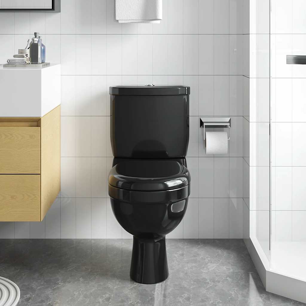 Toilette mit Spülkasten Schwarz