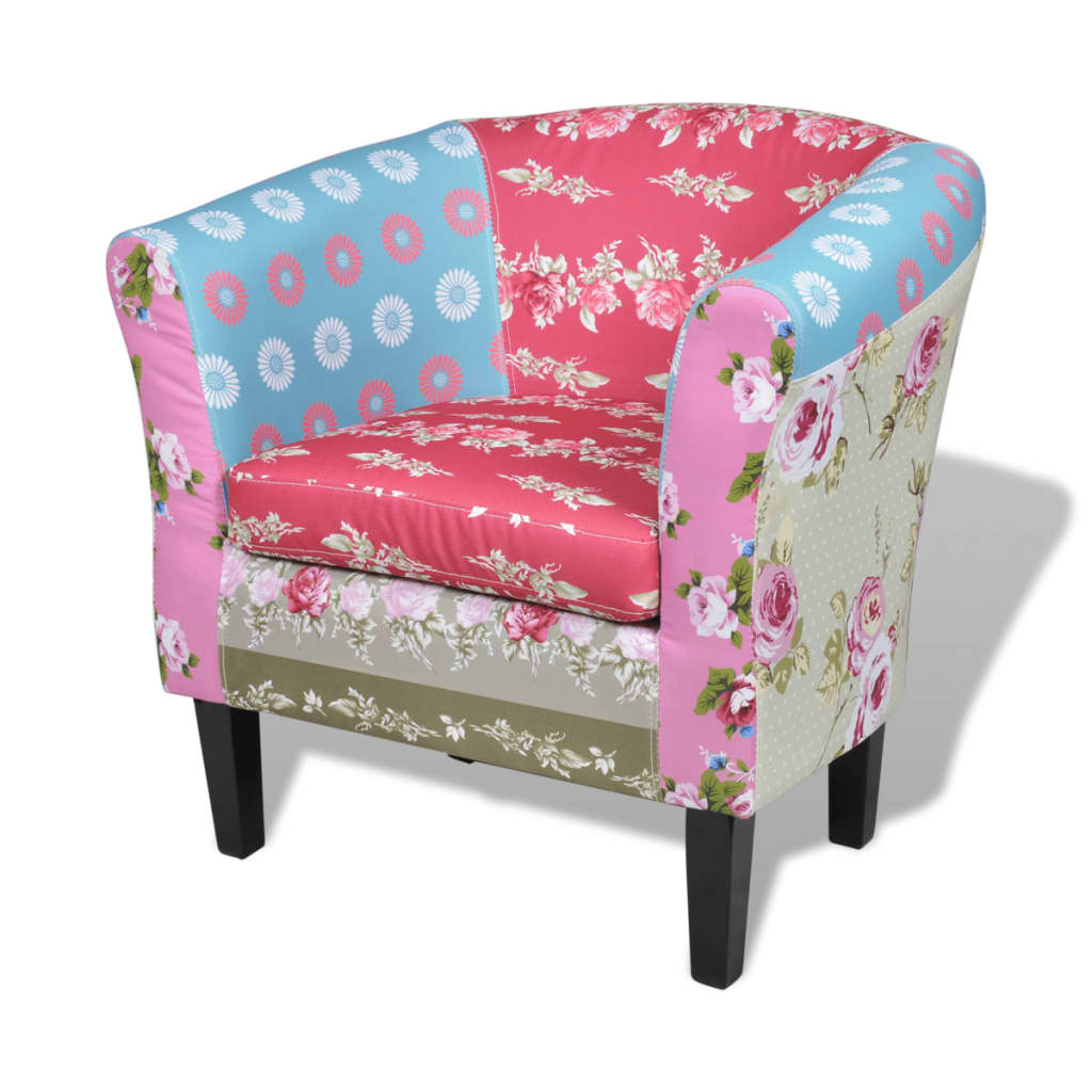 Sessel mit Fußhocker Patchwork-Design Stoff