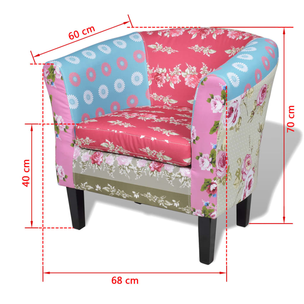 Sessel mit Fußhocker Patchwork-Design Stoff