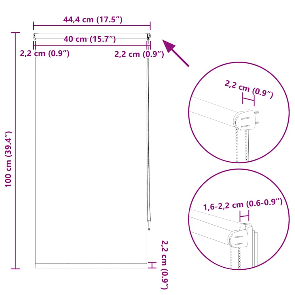 Verdunkelungsrollo 44,4 x 100 cm, Stoffbreite 40 cm, Beige