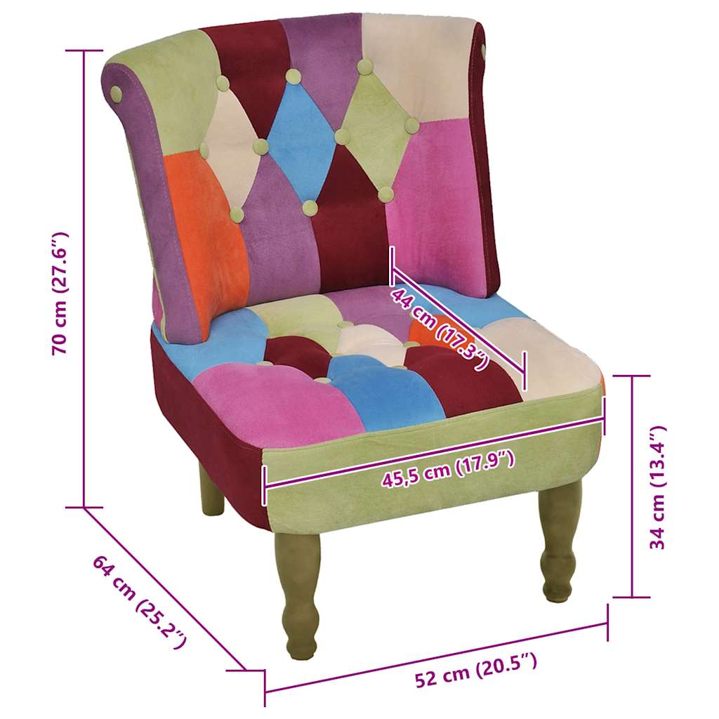Französischer Stuhl mit Patchwork-Design Stoff