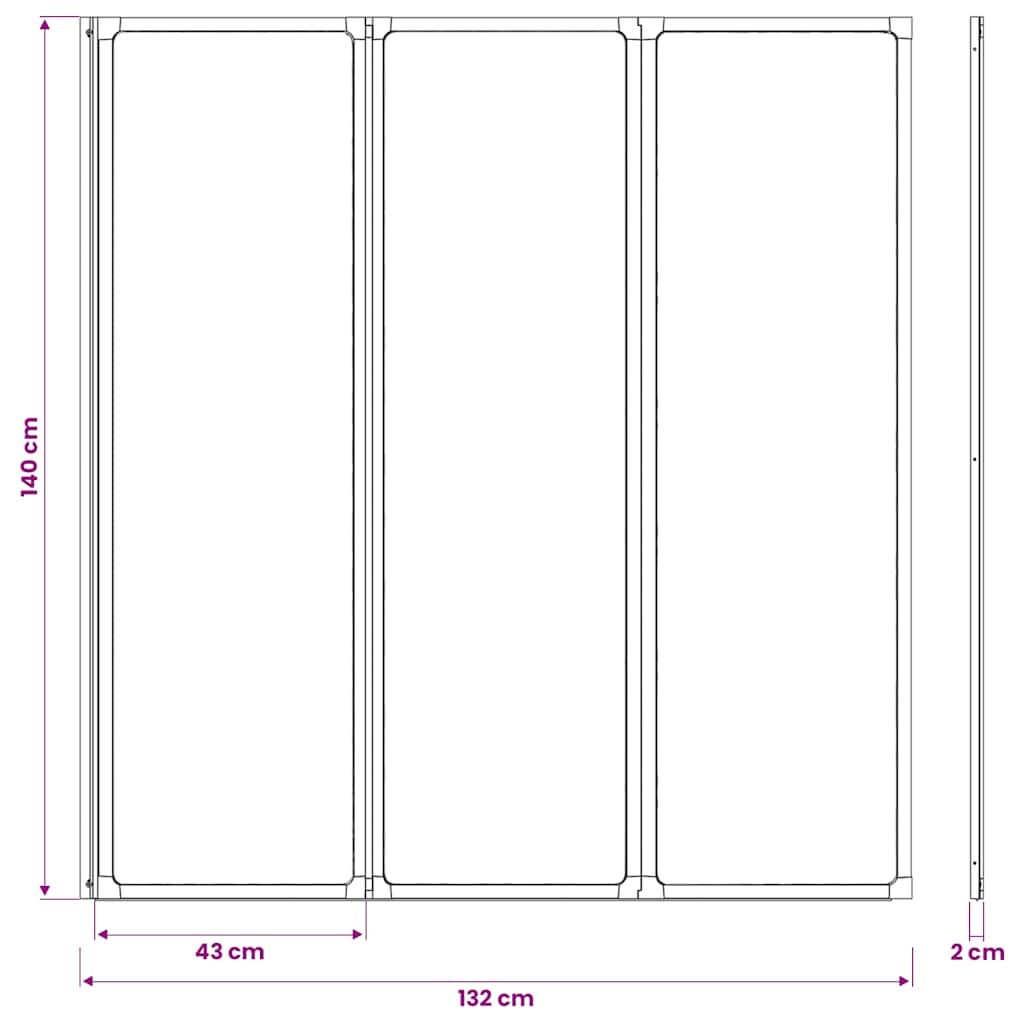 Duschwand 141 x 132 cm 3 Paneele Faltbar